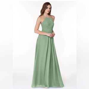 Azazie Full Length “Ginger” Dress in Agave NWT Evening Gown